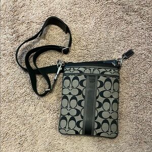 Coach Signature Black and Gray Crossbody Bag